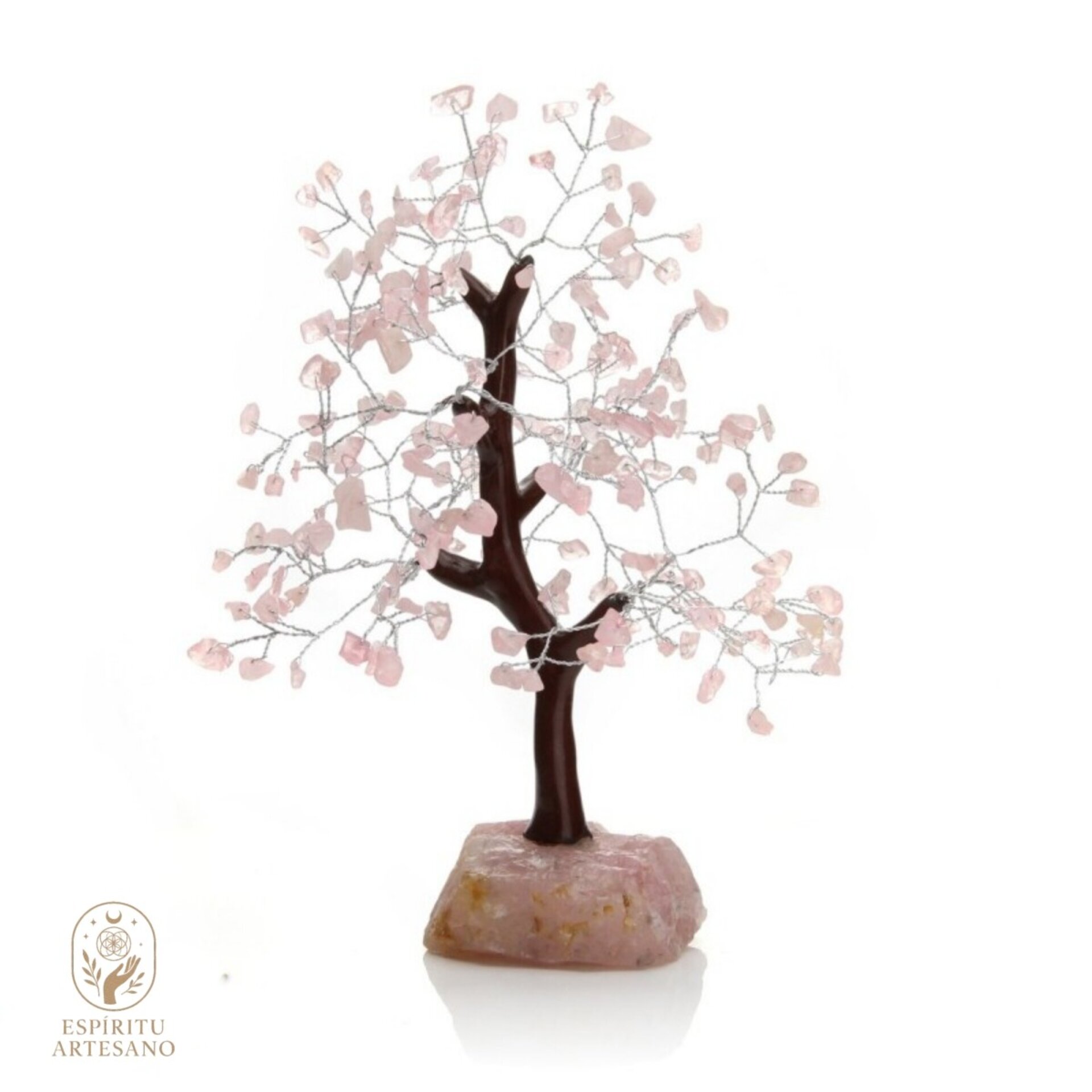 Árbol Pequeño de Cuarzo Rosa y de Piedra Natural Artesanía Feng Shui - 1