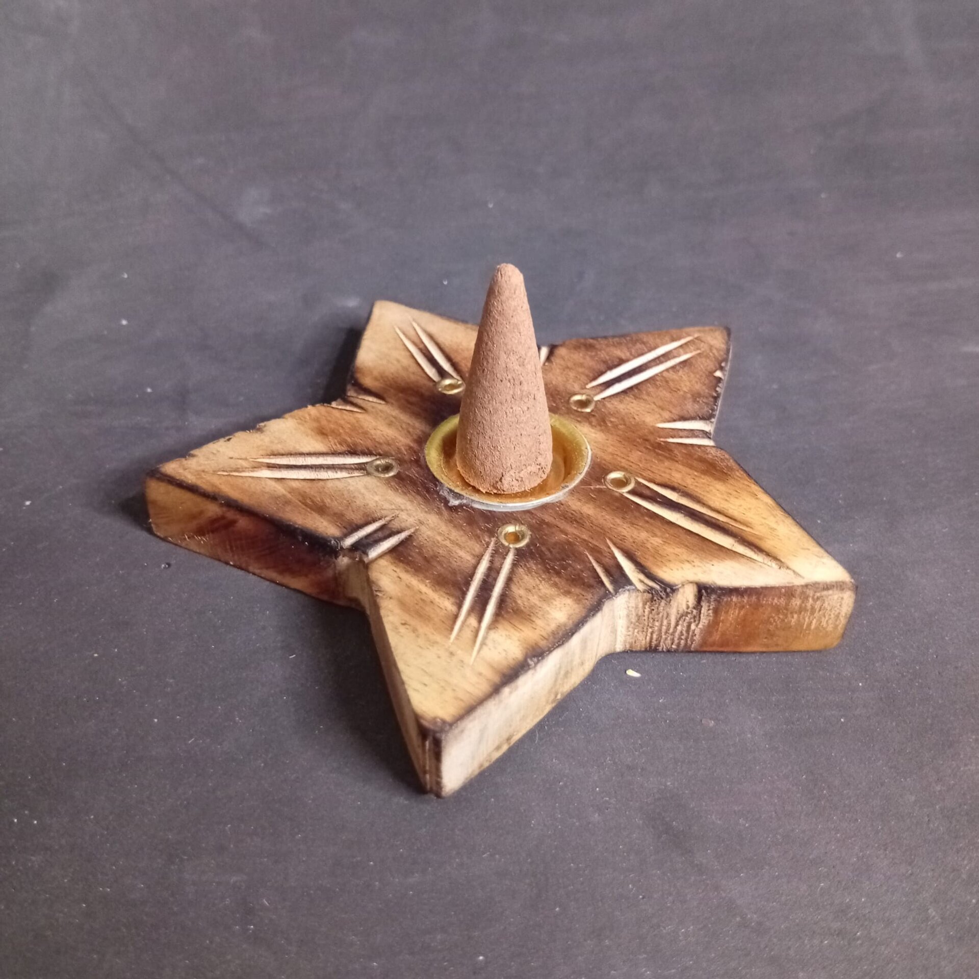 Porta Incienso Estrella de Madera Para Conos y Varillas - 3