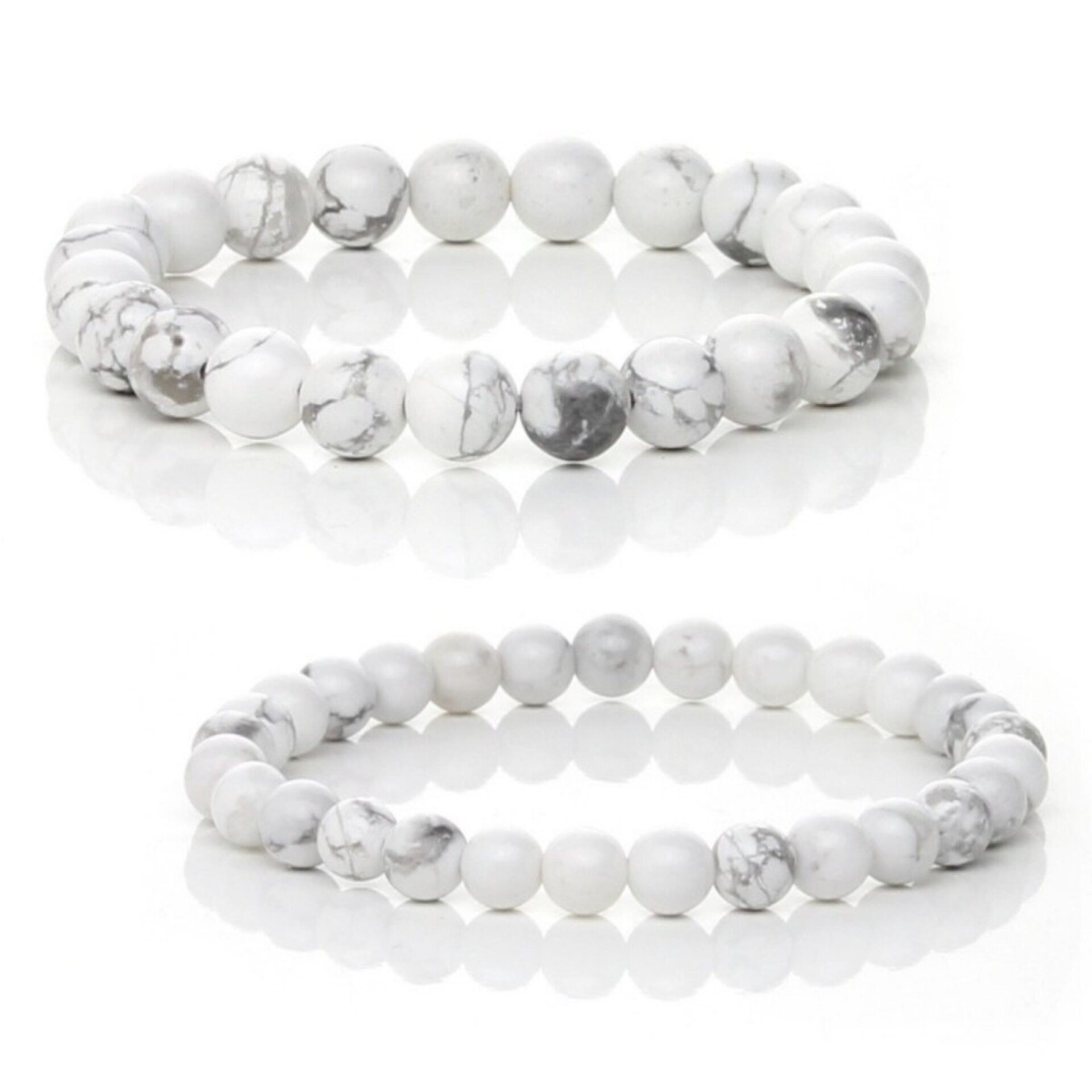 Pulsera de Howlita Blanca con Vetas Grises – Serenidad y Estilo - 1