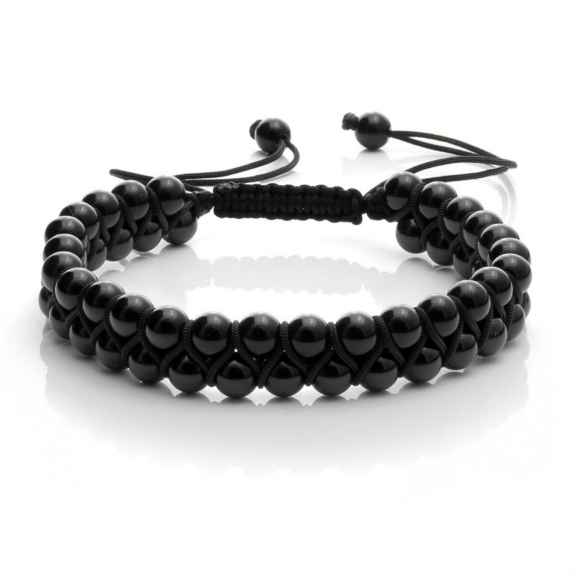 Pulsera de ónix negro de doble hilera – Fuerza y estilo - 1