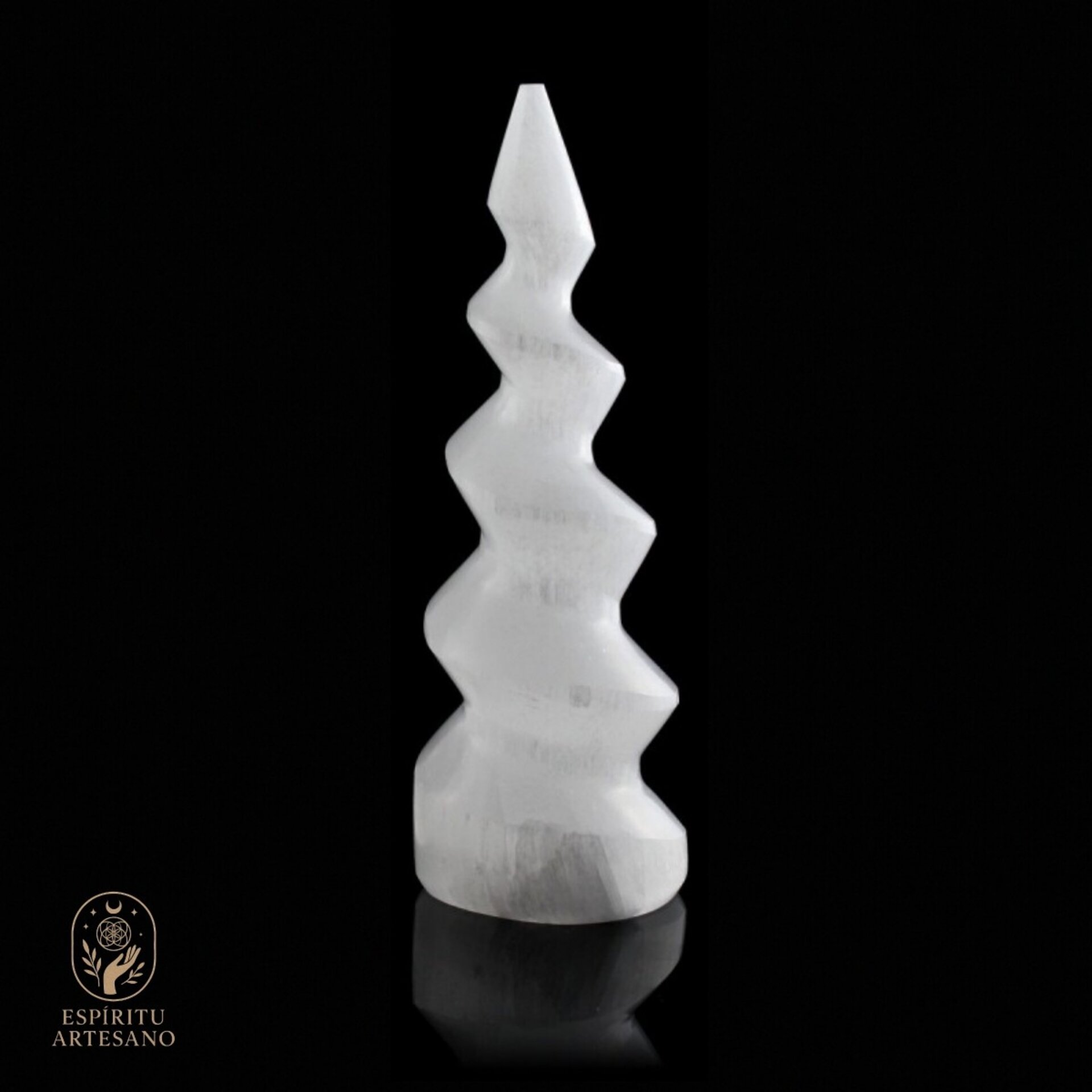 Torre Espiral de Selenita Blanca – 15 cm - 2