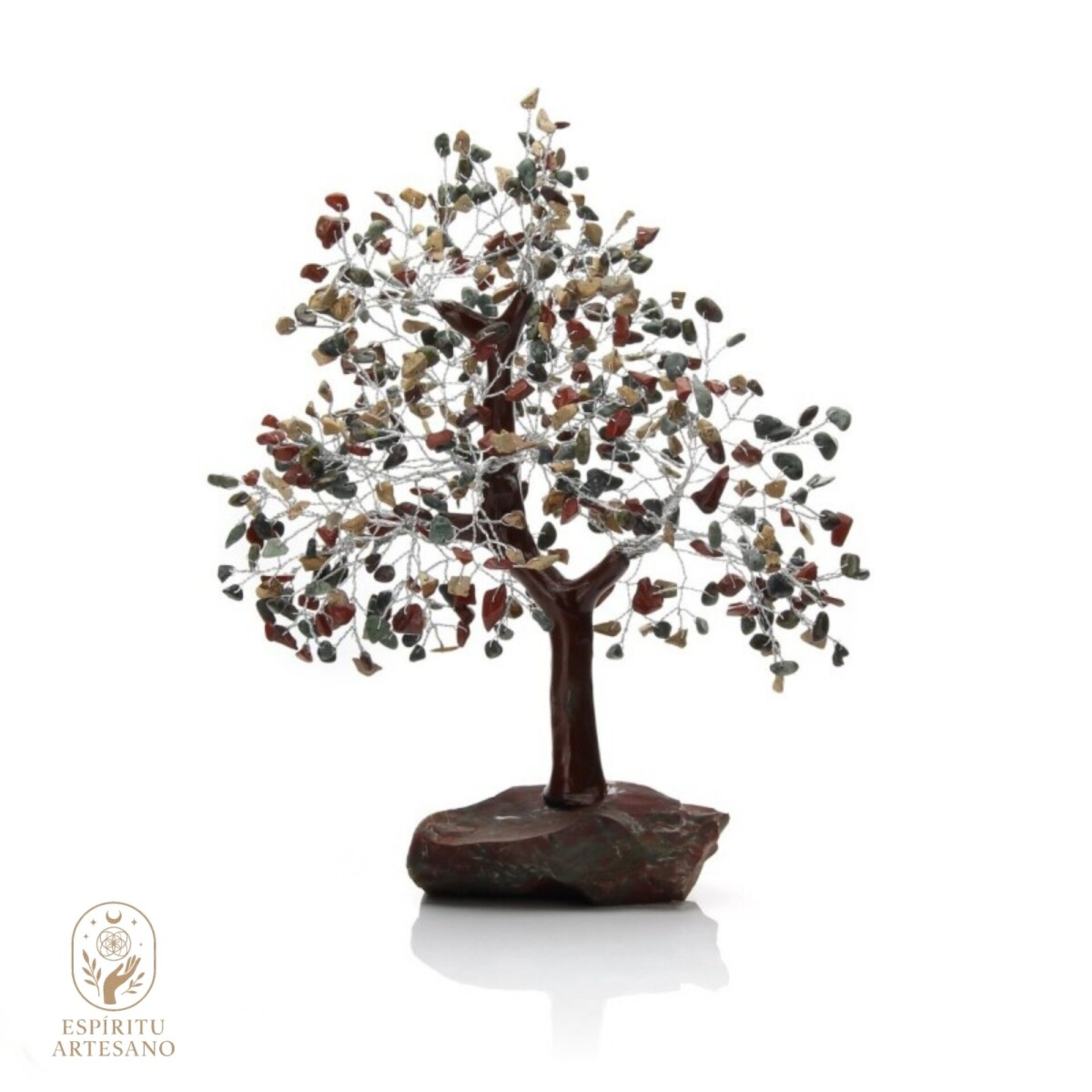 Árbol Grande de Ágata India con Base de Piedra Natural Artesanía Feng Shui - 1