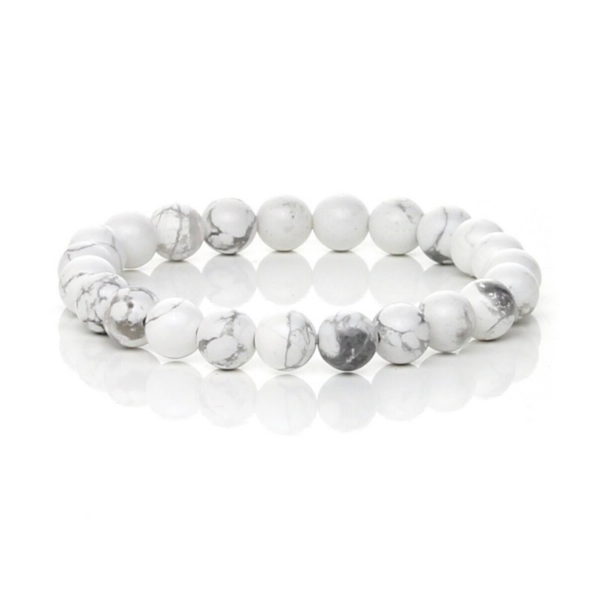 Pulsera de Howlita Blanca con Vetas Grises – Serenidad y Estilo - 3