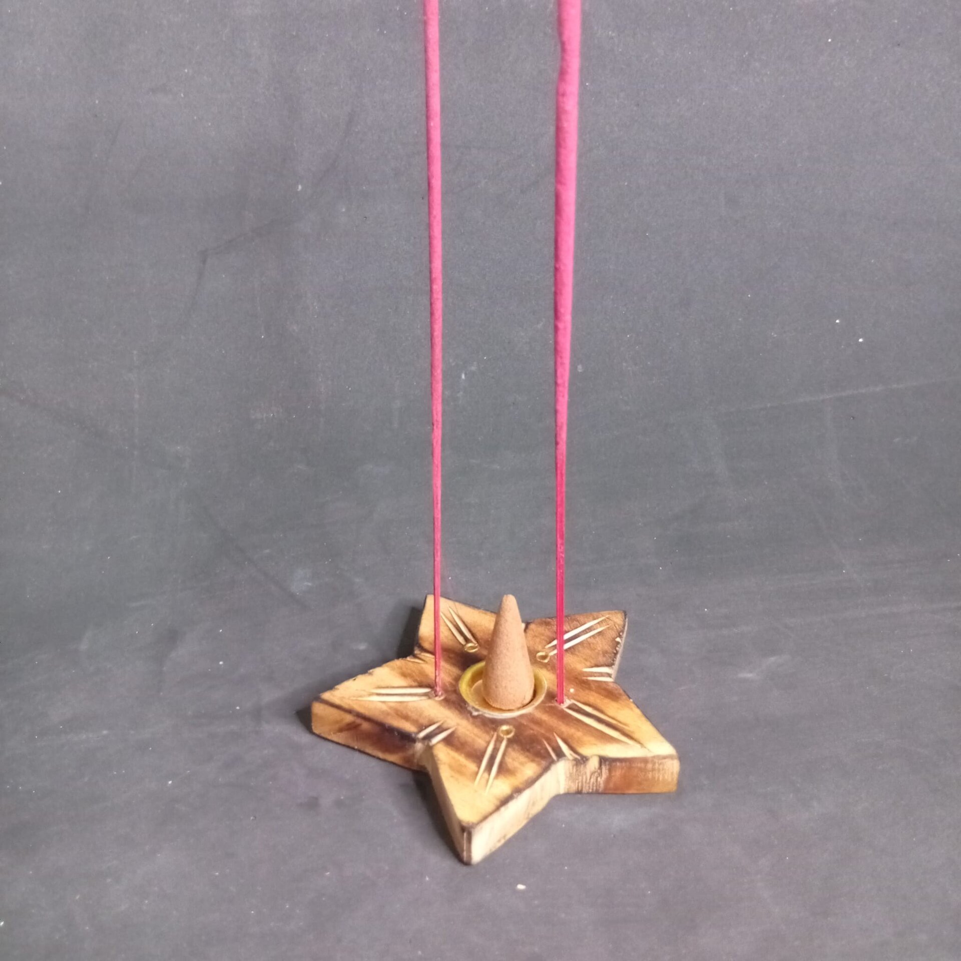 Porta Incienso Estrella de Madera Para Conos y Varillas - 4