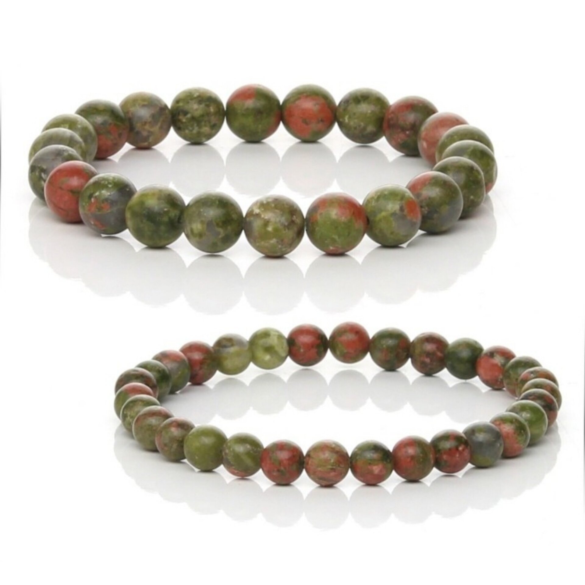 Pulsera de Unakita Natural – Armonía en Verde y Salmón - 1