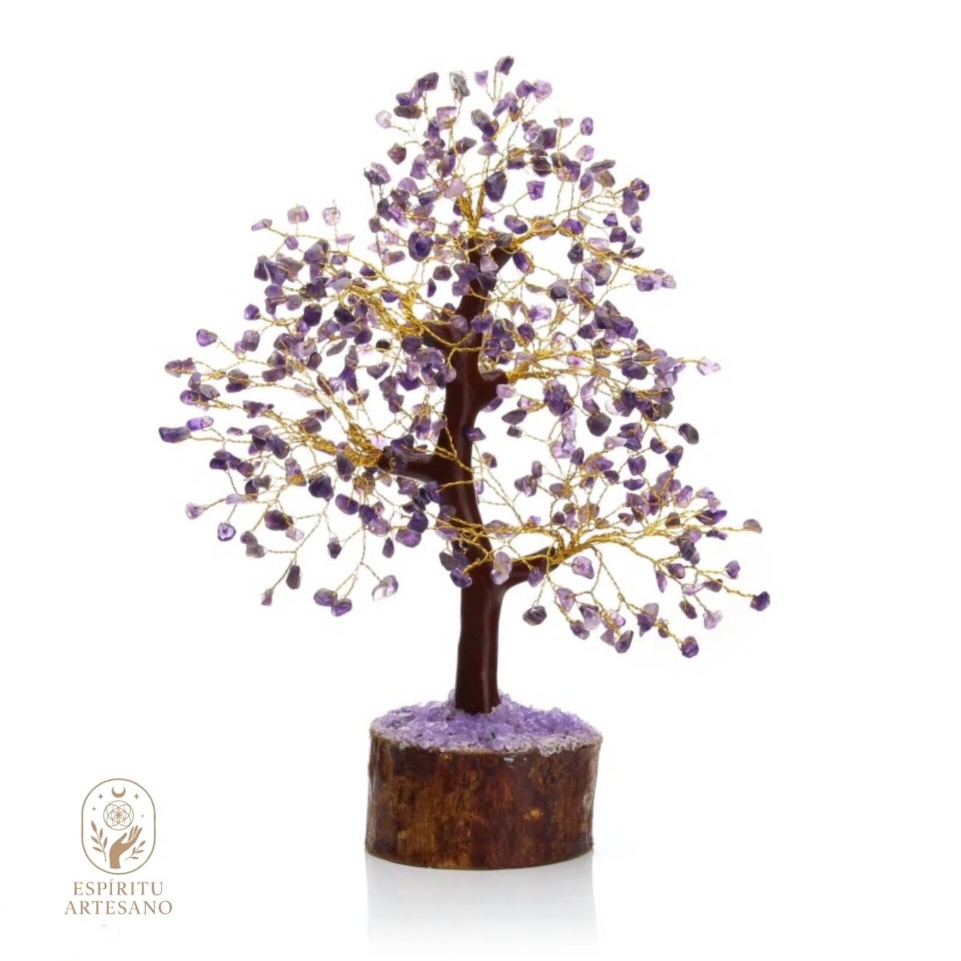 Árbol Grande de Amatista y Base de Madera Artesanía Feng Shui - 1