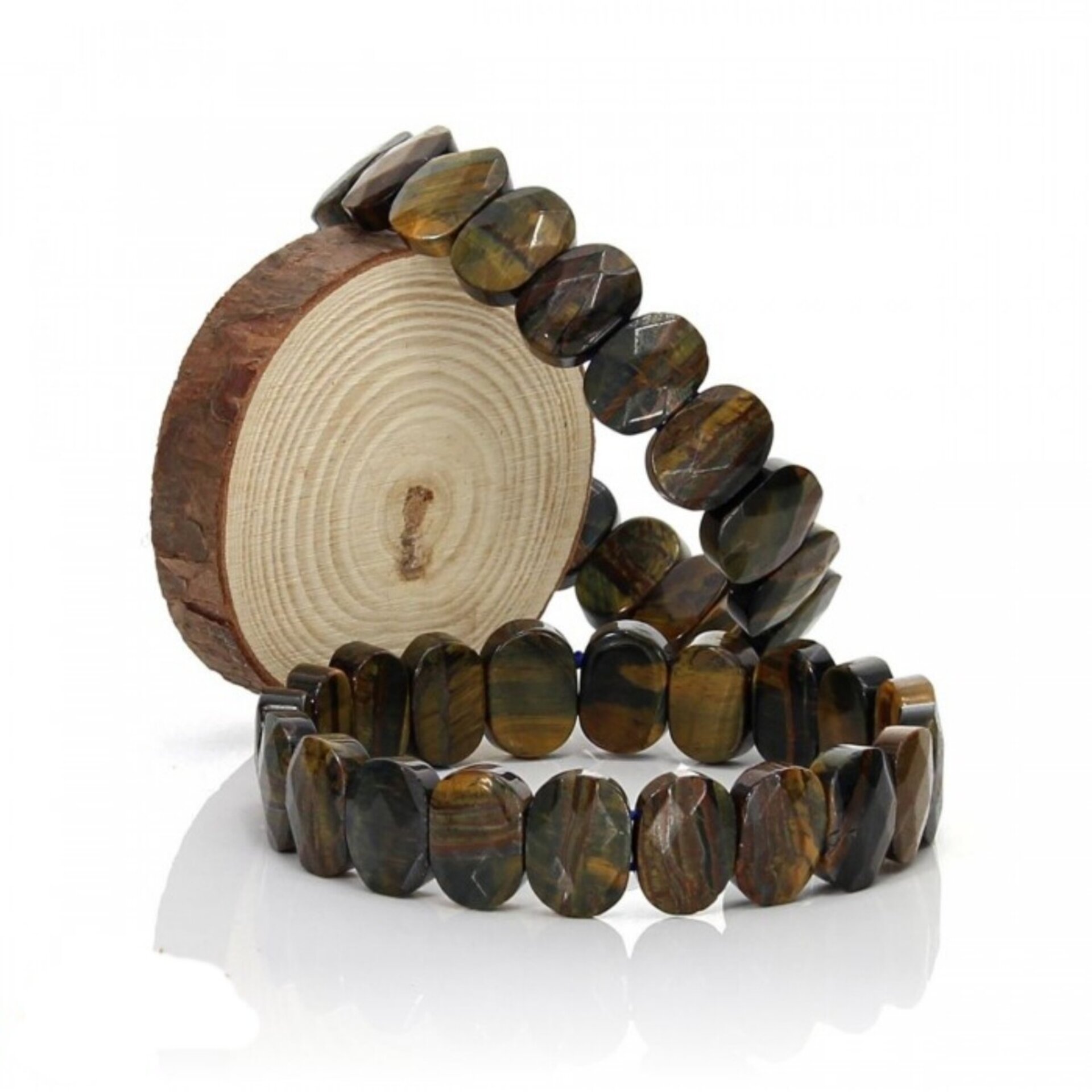 Pulsera de Ojo de Halcón – Cuentas Ovales Facetadas - 2