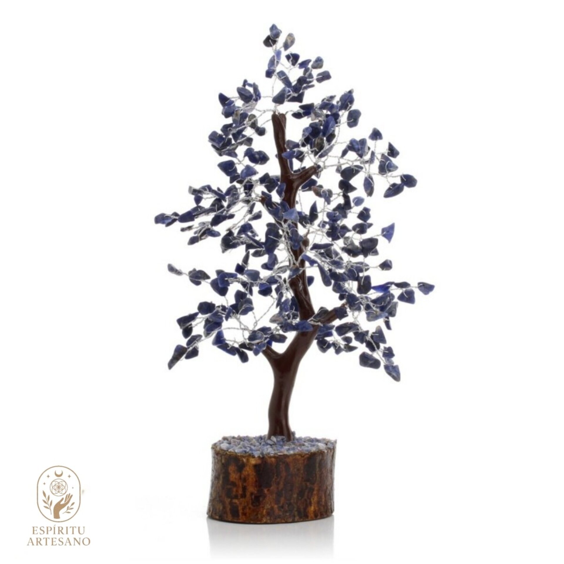 Árbol Artesanal de Sodalita Natural y Base de Madera - 1