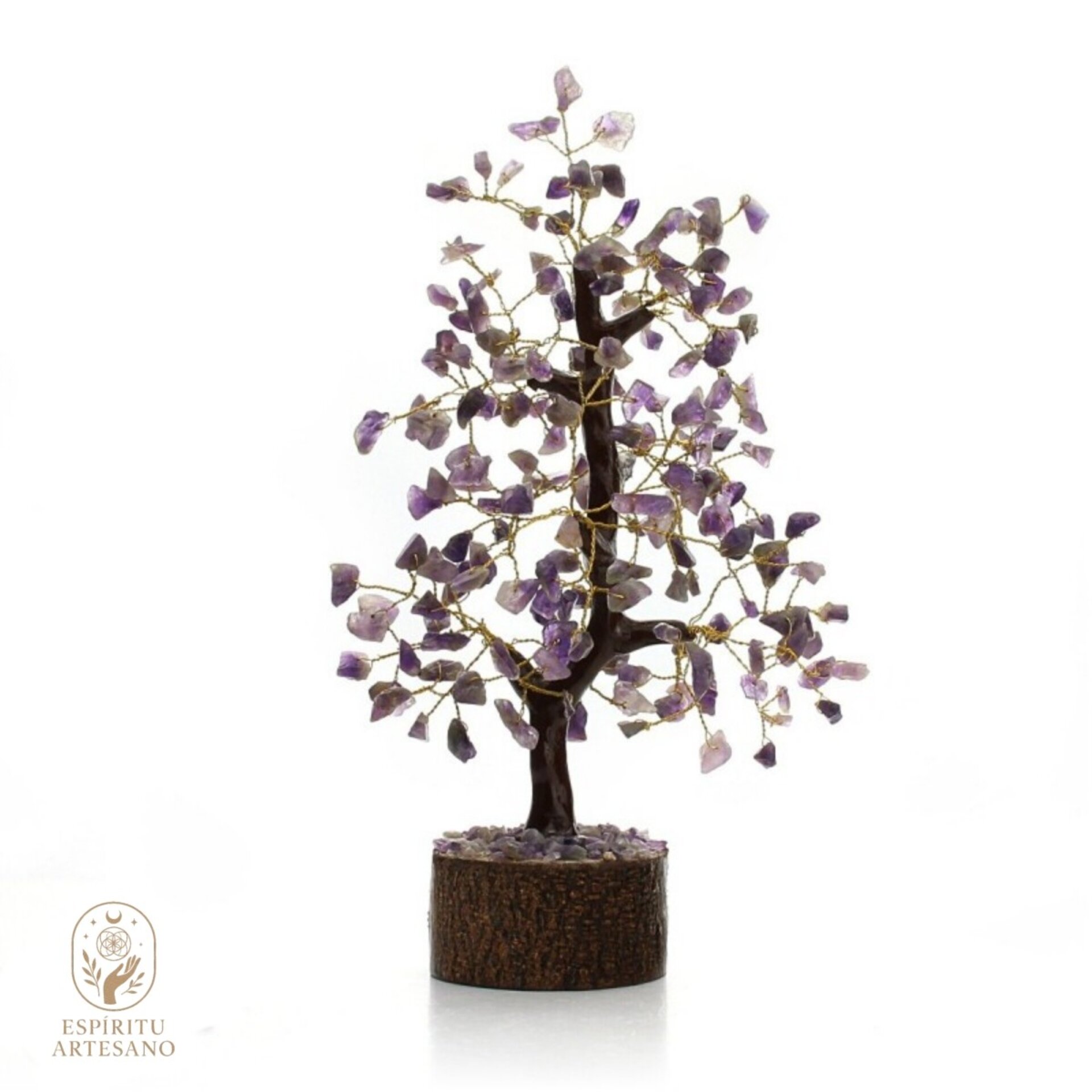 Árbol de Amatista Artesanal con Base de Madera – 22 cm - 1