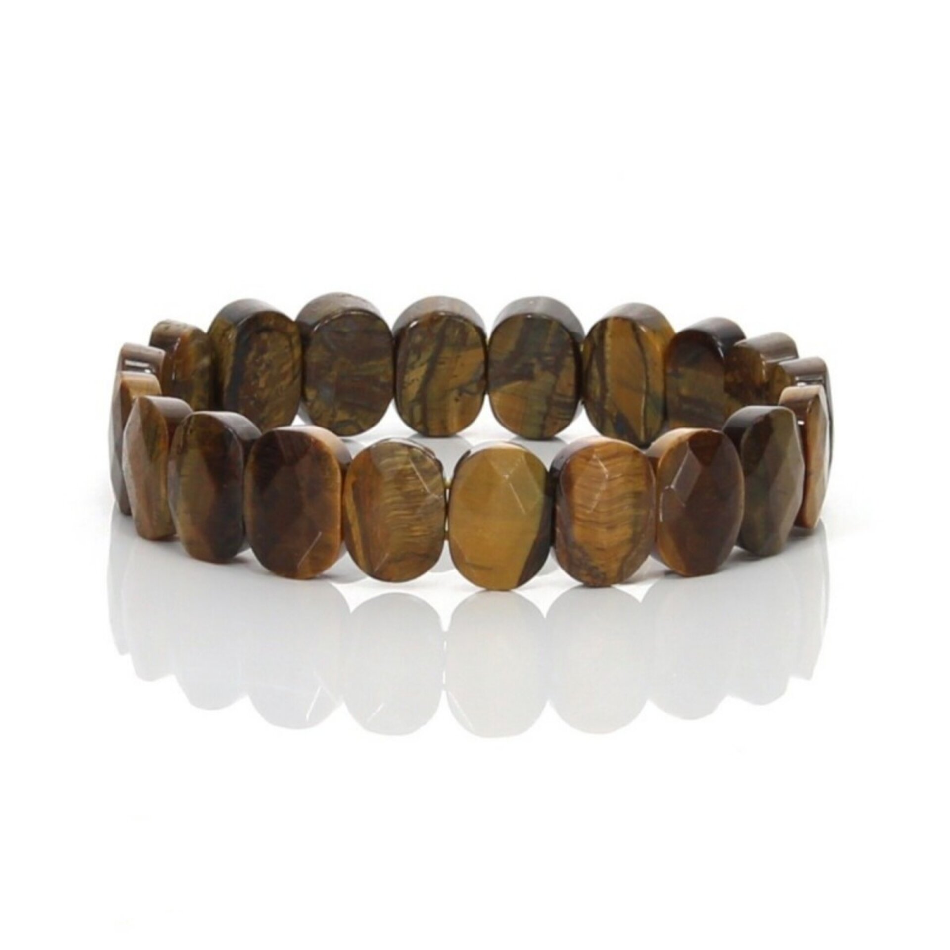 Pulsera de Ojo de Tigre – Cuentas Ovales Facetadas - 1