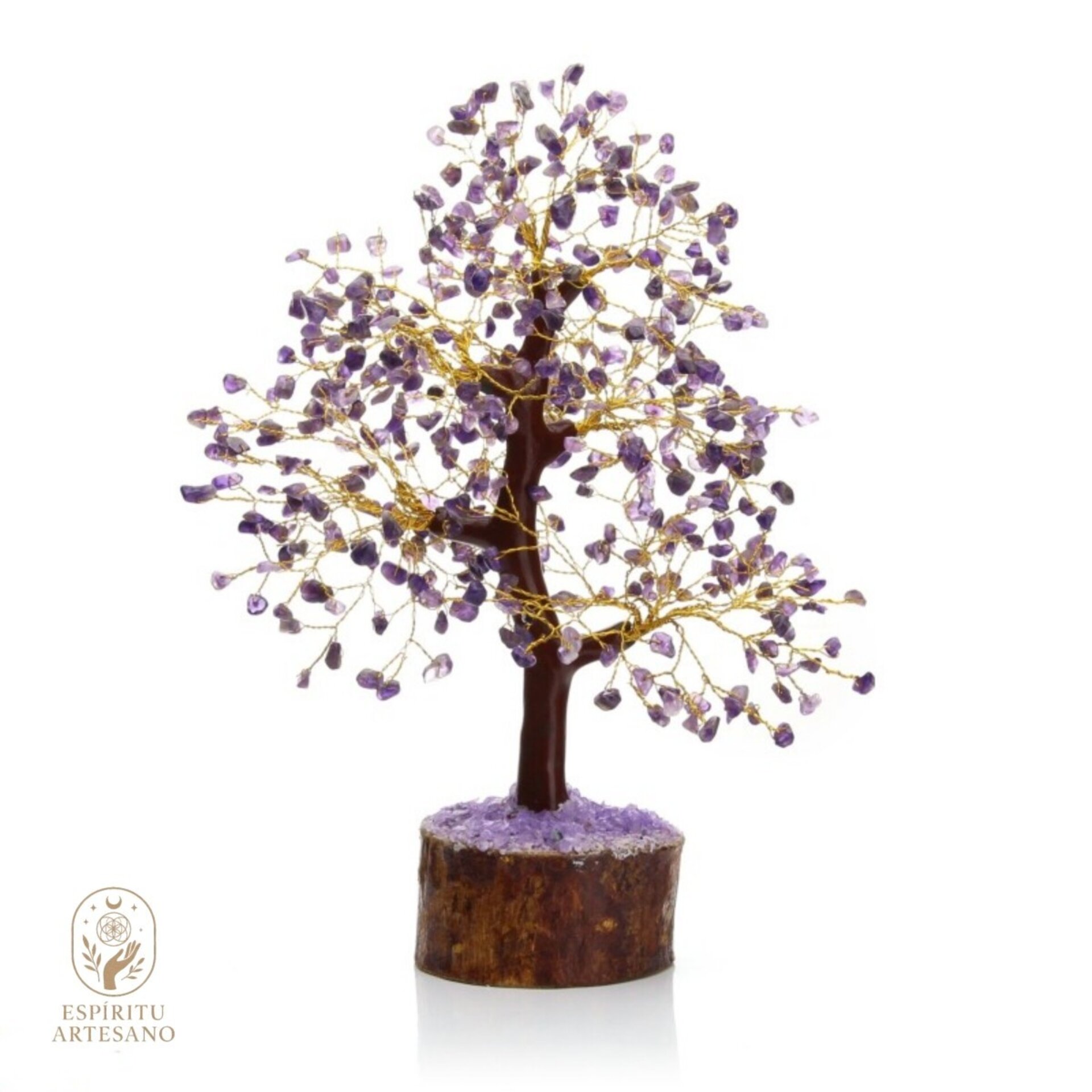 Árbol Decorativo de Amatista y Base de Madera Artesanía Feng Shui - 1