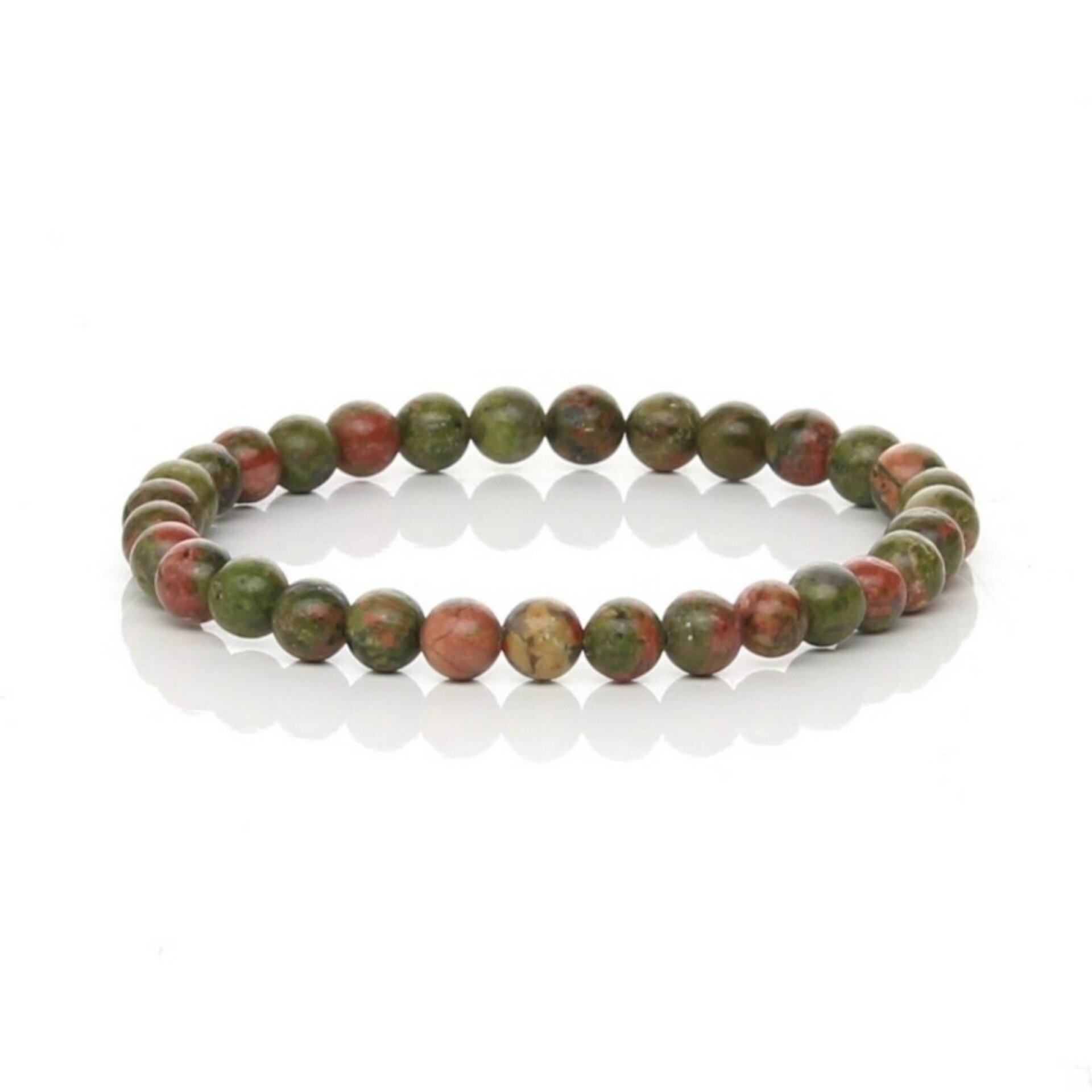Pulsera de Unakita Natural – Armonía en Verde y Salmón - 2