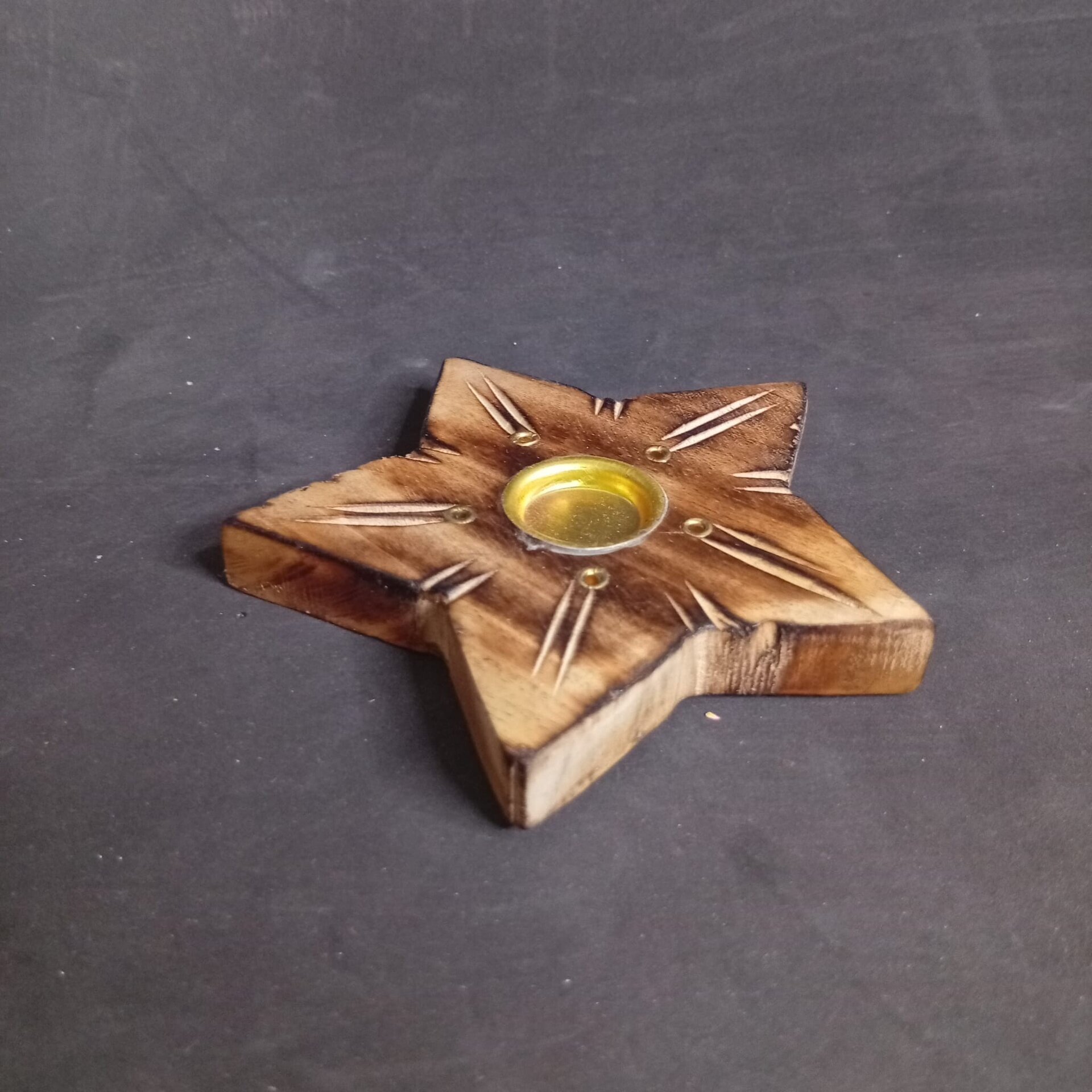 Porta Incienso Estrella de Madera Para Conos y Varillas - 2