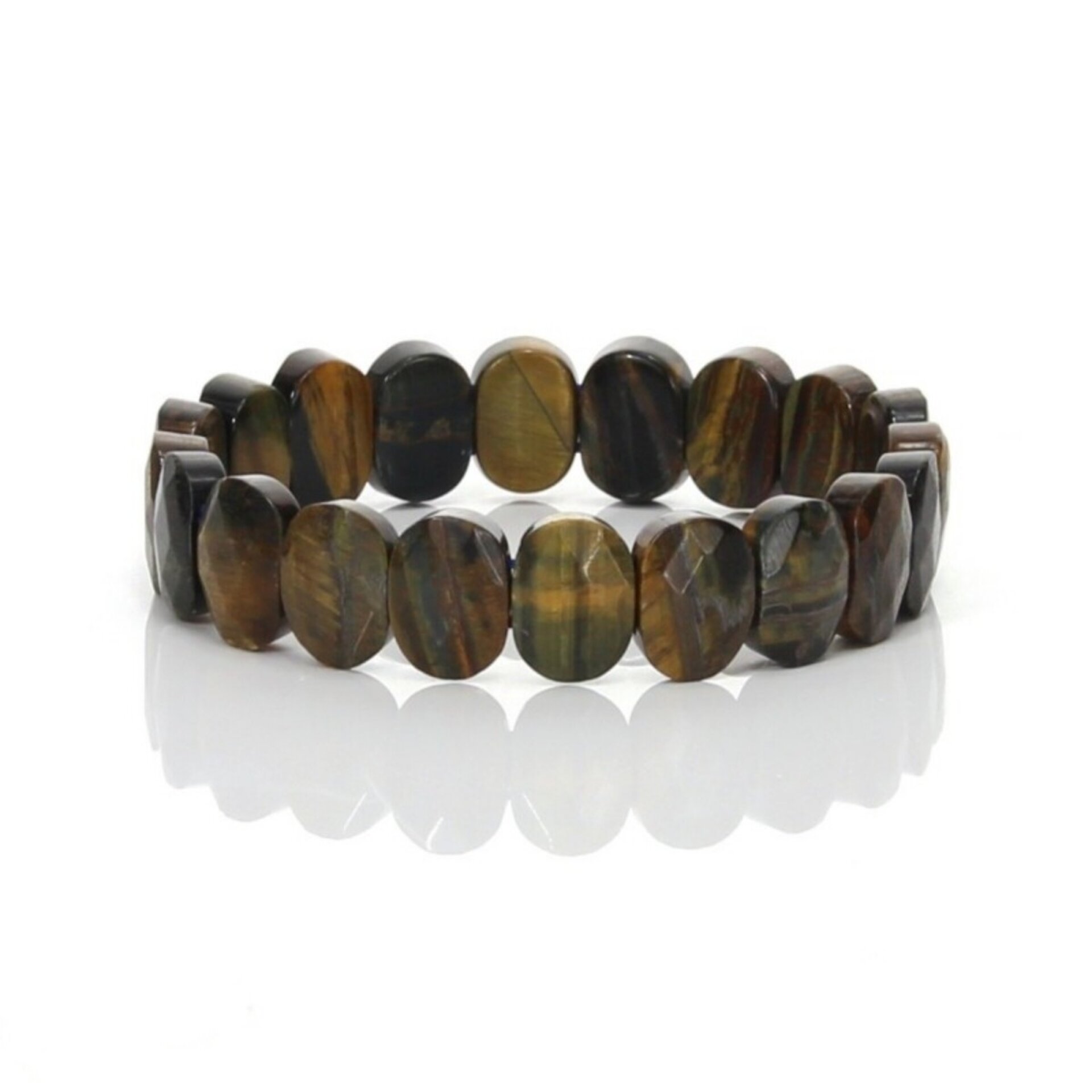 Pulsera de Ojo de Halcón – Cuentas Ovales Facetadas - 1