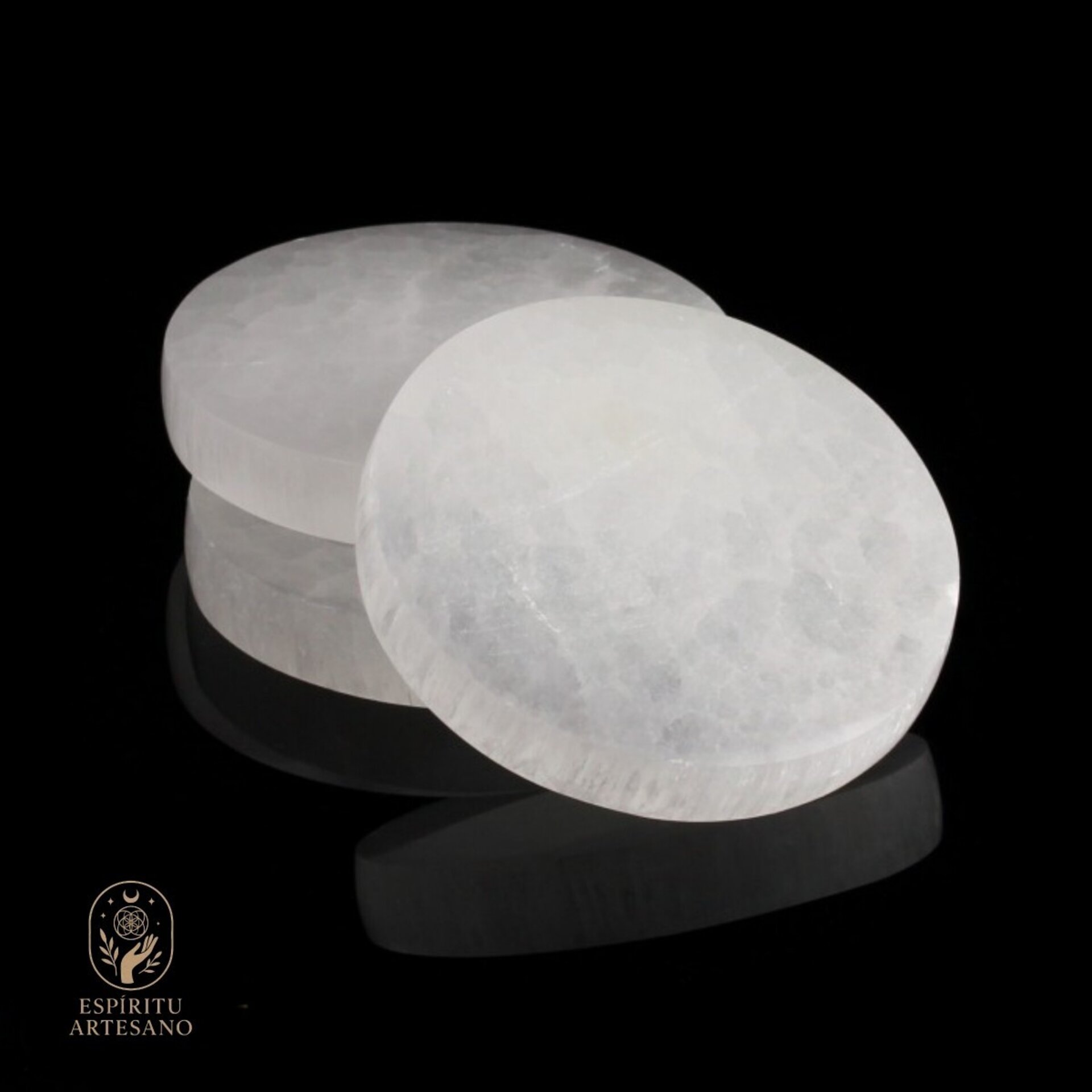 Placa de Selenita Redonda – Piedra Natural - 2