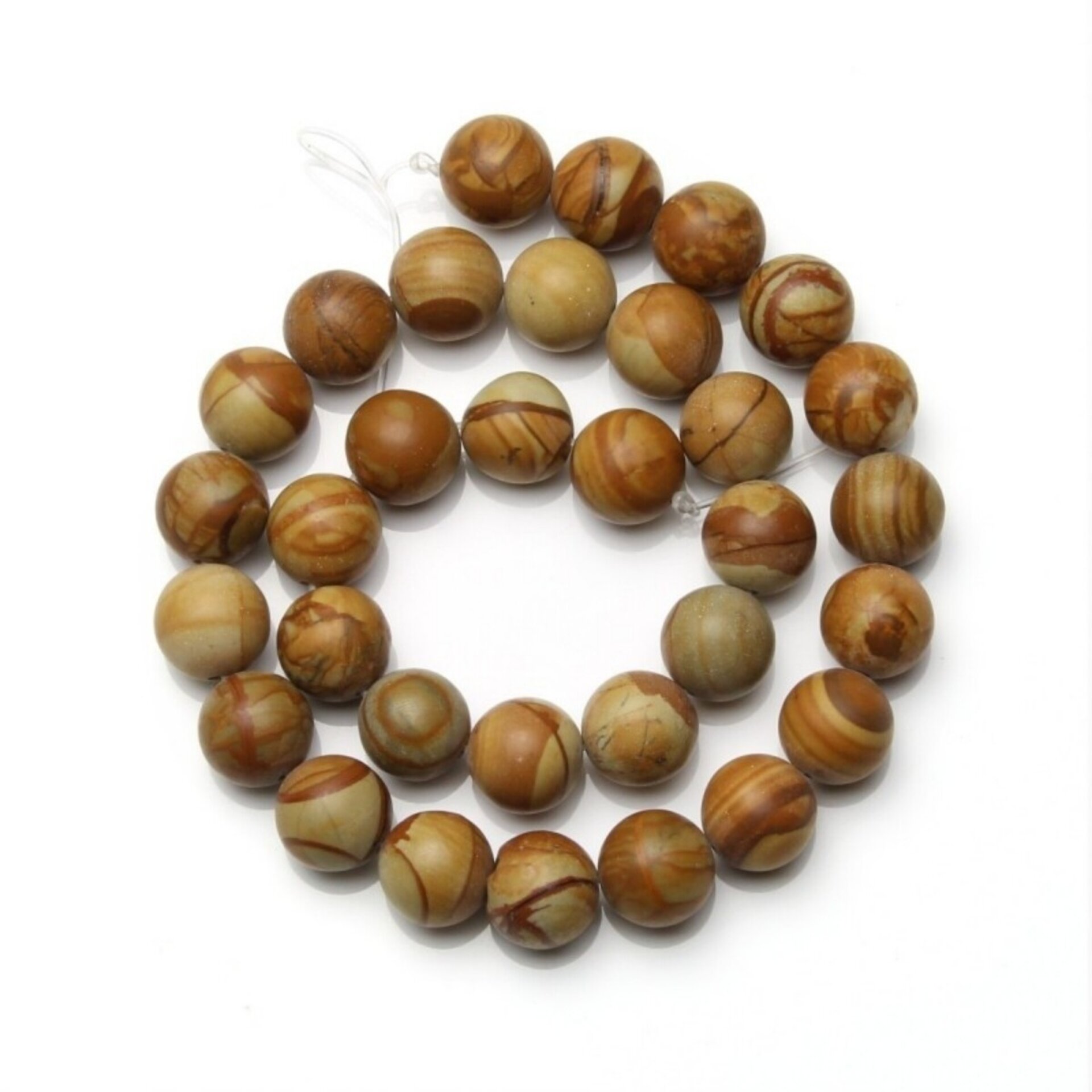 Cuentas redondas de jaspe madera - 5