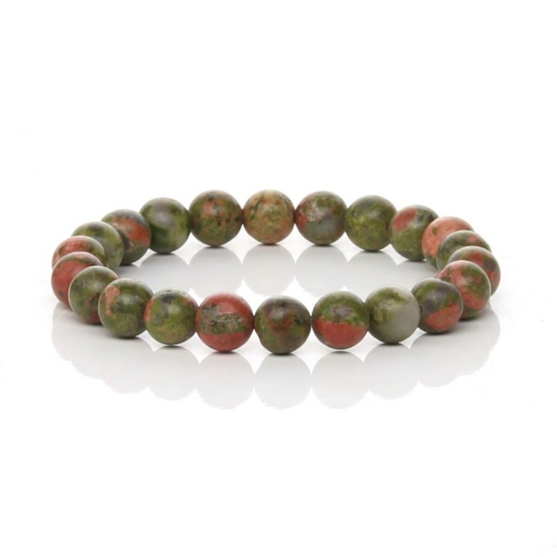 Pulsera de Unakita Natural – Armonía en Verde y Salmón - 3