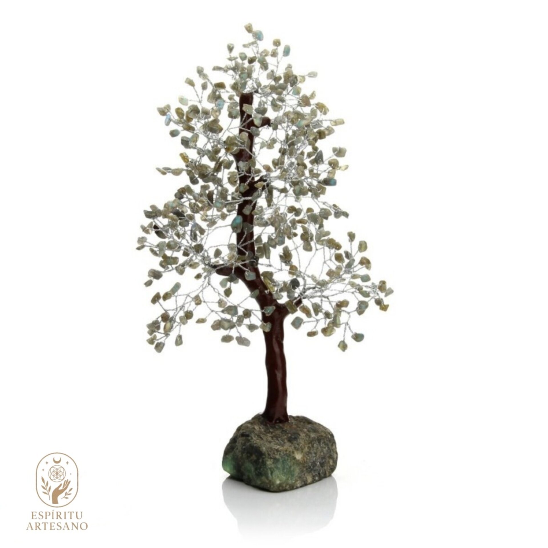 Árbol Grande de Labradorita con Base de Piedra Natural Artesanía Feng Shui - 1