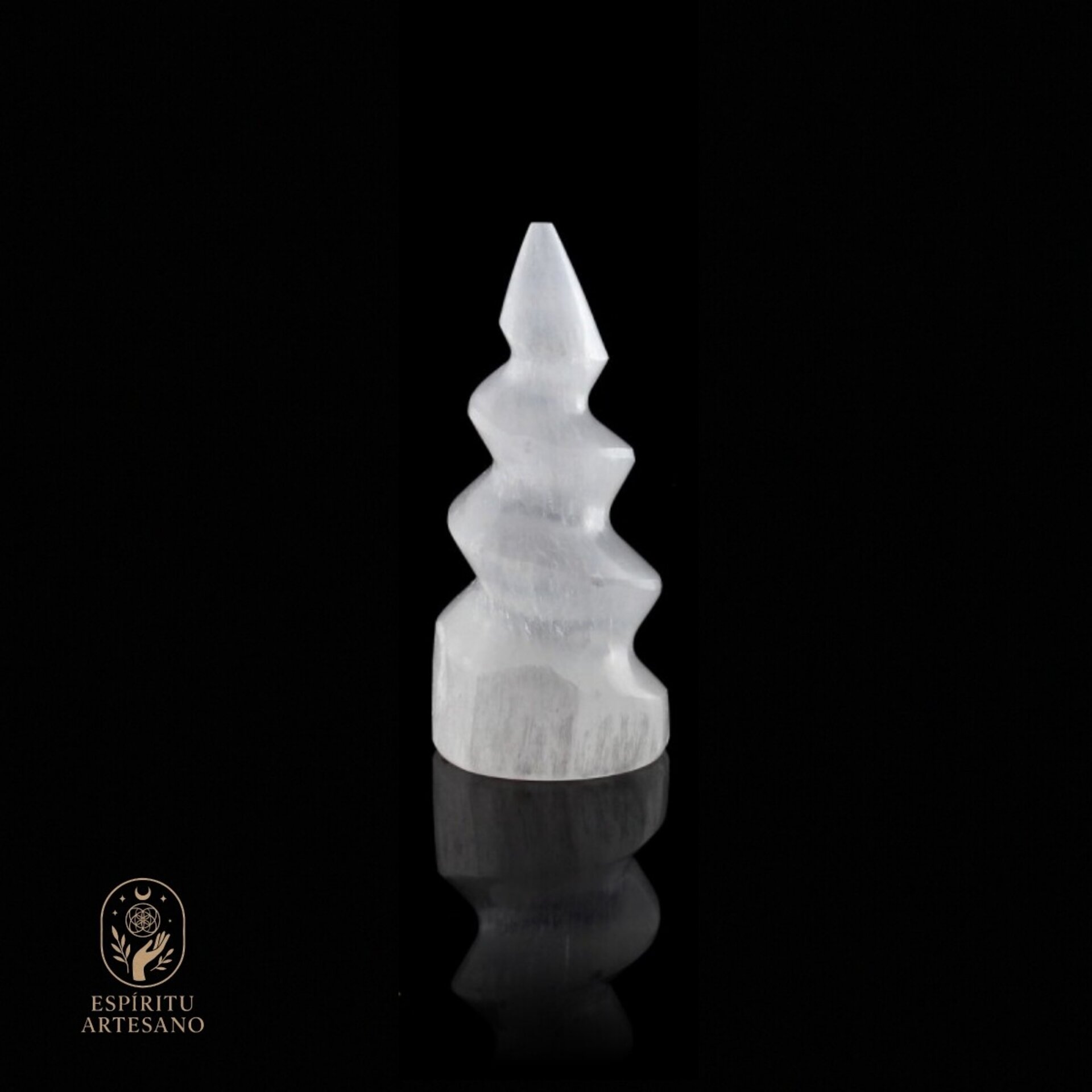 Torre Espiral de Selenita Blanca – 10 cm - 2