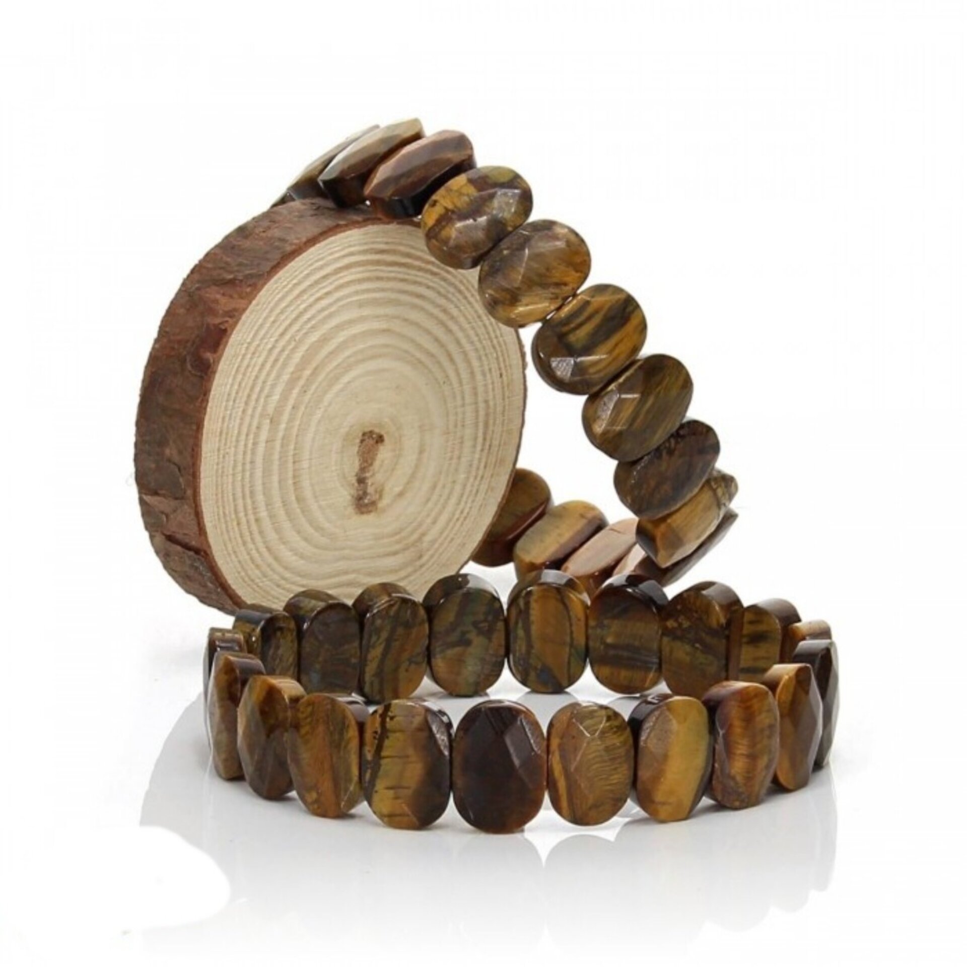Pulsera de Ojo de Tigre – Cuentas Ovales Facetadas - 2